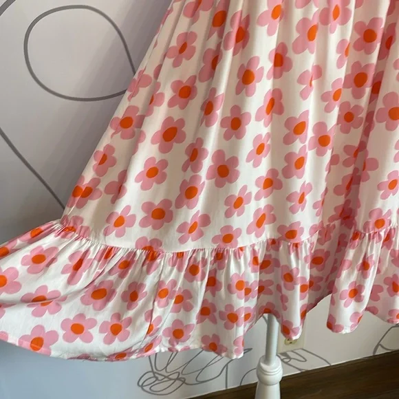 PINK LILY- Floral Print Smocked Back Mimi Dress size M - Picture 5 of 9